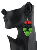 Women's Wooden Ball Bead Hoop Dangle Pierced Earrings, Mix