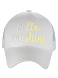 C.C Ponycap Color Changing Embroidered Quote Adjustable Trucker Baseball Cap, Hello Sunshine