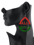 Women's Rasta Slogan All Lives Matter Wood Teardrop Dangle Pierced Earrings