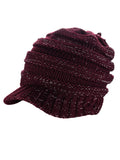 D&Y Versatile Ponyflo Messy High Bun Ponytail Metallic Thread Visor Beanie Cap