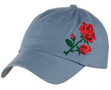 Side Embroidered Rose Adjustable Low Profile Baseball Dad Cap Hat