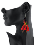 Women's Exquisite African Ebony Model Dangle Pierced Earrings, Corset Dress