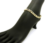 Women's 8mm 10" Iced Out Figaro Chain Anklet in Gold-Tone