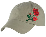 Side Embroidered Rose Adjustable Low Profile Baseball Dad Cap Hat