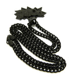 Polished POW! Pendant with 5mm 24" Cuban Chain Necklace in Black