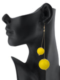 Women's Fashion Dual Wooden Ball Dangle Pierced Earrings