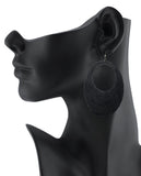 Women's Large Oval Flat Wood Dangle Pierced Earrings