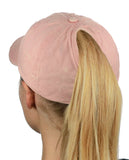 Ponyflo Ponytail Messy High Bun Distressed Adjustable Cotton Baseball Cap