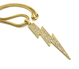 Colored Stone Lightning Bolt Pendant with 4mm 18" Franco Chain Necklace
