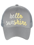 C.C Ponycap Color Changing Embroidered Quote Adjustable Trucker Baseball Cap, Hello Sunshine