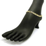 Women's 6mm 10" Iced Out Mariner Chain Anklet in Gold-Tone