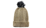 D&Y Warm Knit Chenille Cuffed Style Beanie with Cute Faux Fur Pom
