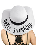 C.C Women's Paper Weaved Crushable Beach Embroidered Quote Floppy Brim Sun Hat, Hello Sunshine