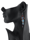 Women's Exquisite African Ebony Model Dangle Pierced Earrings, Batik Dress