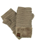 C.C Women's Warm Knit Fingerless Half Finger Fleece Lined Winter Gloves