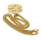 No Limit Records Tank Hollow Pendant with  6mm 24" Cuban Chain Necklace, Gold-Tone