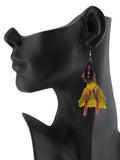 Women's Exquisite African Ebony Model Dangle Pierced Earrings, Corset Dress
