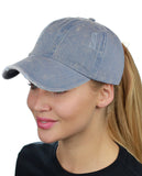 Ponyflo Ponytail Messy High Bun Distressed Adjustable Cotton Baseball Cap