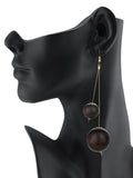 Women's Fashion Dual Wooden Ball Dangle Pierced Earrings