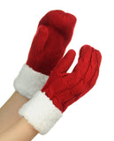 NYfashion101 Exclusive Winter Warm Sherpa Lined Cable Knit Cuff Mitten