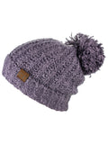 C.C Women's Chenille Soft Stretchy Pom Cuffed Knit Beanie Cap Hat