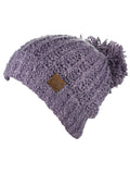 C.C Women's Chenille Soft Stretchy Pom Cuffed Knit Beanie Cap Hat