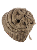 D&Y Versatile Ponyflo Messy High Bun Ponytail Metallic Thread Visor Beanie Cap