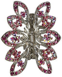 Top Quality Womens Rhinestone Flower Metal Claw Hair Clip Antique Silver 6 Colors