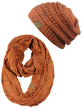 C.C Soft Stretch Colorful Confetti Cable Knit Beanie and Infinity Loop Scarf Set