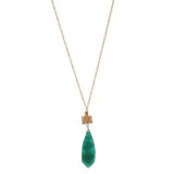 Women's Smooth Long Briolette Stone Dangle Pendant with 30" Link Chain Necklace