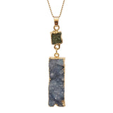 Women's Druzy Square and Bar Dangle Pendant with 30" Ball Chain Necklace