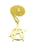 Polished Anarchy Symbol Round Pendant w/ 24" Chain Necklace