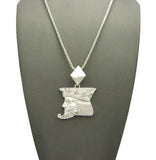 Polished Poker King pendant w/2mm 24" Box Chain Necklace