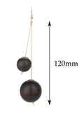 Women's Fashion Dual Wooden Ball Dangle Pierced Earrings