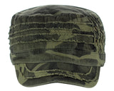 Unisex Cotton Distressed Layered Frayed Cadet Military Cap