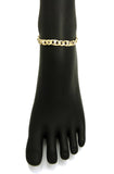 Women's 7mm 10" Iced Out Figaro Chain Anklet in Gold-Tone
