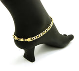 Women's 6mm 10" Iced Out Mariner Chain Anklet in Gold-Tone