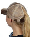C.C Ponycap Messy High Bun Ponytail Adjustable Glitter Mesh Trucker Baseball Cap