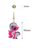Women's Rainbow Youthful Enamel Pony Stud and Dangle Earrings
