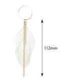 Women's Bohemian Feather Bar Link Chain Dangle Pierced Earrings