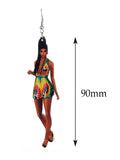 Women's Exquisite African Ebony Model Dangle Pierced Earrings Set, Summer Dress