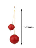 Women's Fashion Dual Wooden Ball Dangle Pierced Earrings