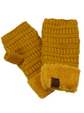 C.C Women's Warm Knit Fingerless Half Finger Fleece Lined Winter Gloves