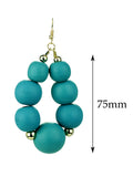 Women's Wooden Ball Bead Hoop Dangle Pierced Earrings, Color