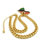Pan Africa Continent Pendant with 9mm 18" Cuban Chain Necklace, Gold-Tone