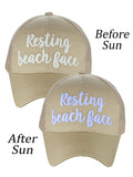 C.C Ponycap Color Changing Embroidered Quote Adjustable Trucker Baseball Cap, Resting Beach Face