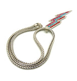 Colored Stone Lightning Bolt Pendant with 4mm 18" Franco Chain Necklace, Silver-Tone/Multi Stone