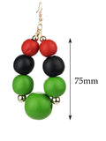 Women's Wooden Ball Bead Hoop Dangle Pierced Earrings, Mix