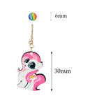 Women's Rainbow Youthful Enamel Pony Stud and Dangle Earrings