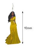 Women's Exquisite African Ebony Model Dangle Pierced Earrings, Gown